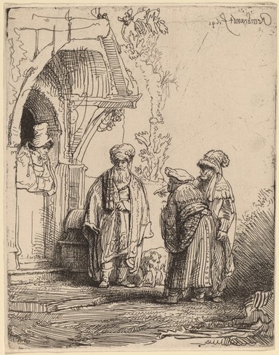 Three Oriental Figures (Jacob and Laban?) by Rembrandt van Rijn