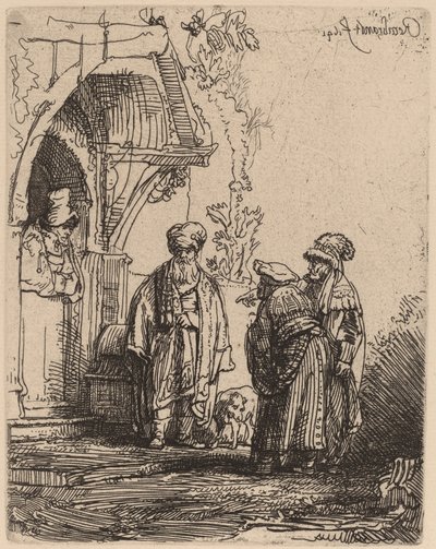 Three Oriental Figures (Jacob and Laban?) by Rembrandt van Rijn