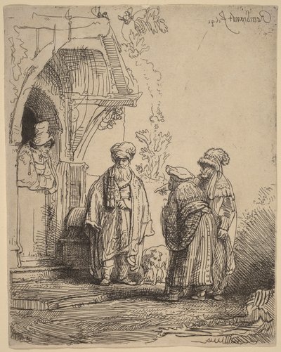Three Oriental Figures (Jacob and Laban?) by Rembrandt van Rijn