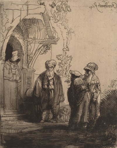 Three Oriental Figures Jacob and Laban by Rembrandt van Rijn