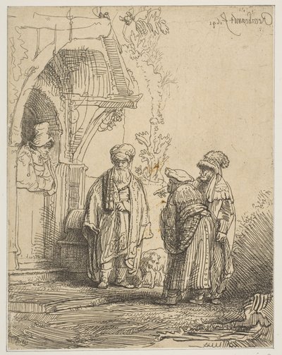 Three Oriental Figures Jacob and Laban by Rembrandt van Rijn