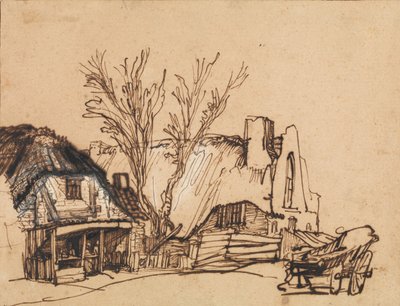 Two Cottages by Rembrandt van Rijn