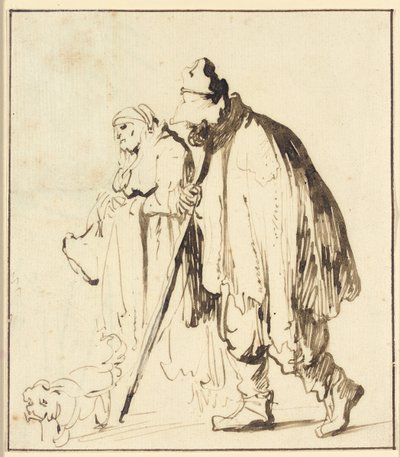 Vagrant couple with a dog by Rembrandt van Rijn