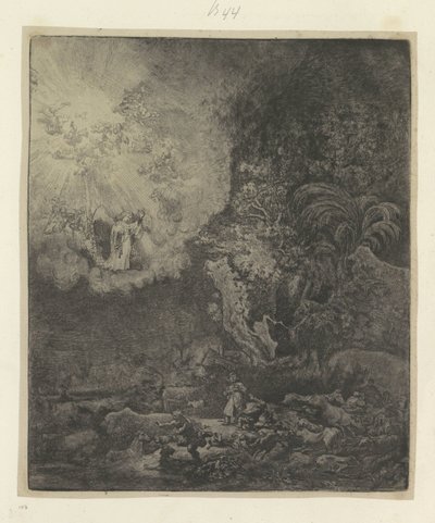 Annunciation to the Shepherds (Recueil de quatre-vingt-cinq estampes originales) by Rembrandt van Rijn