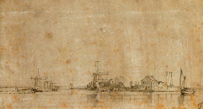 View on the Amstel at the Omval, on the Left the Ringvaart of the Diermermeer by Rembrandt van Rijn
