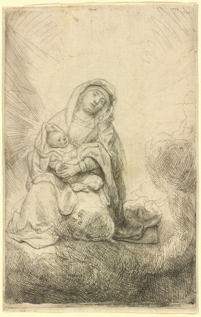 Virgin and Child in the Clouds by Rembrandt van Rijn