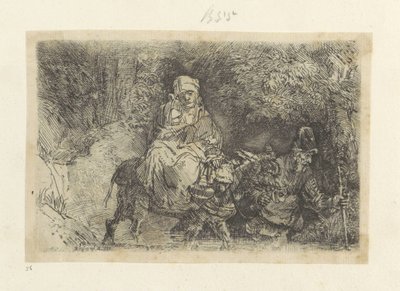 Flight into Egypt: Crossing a Stream by Rembrandt van Rijn