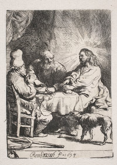 Supper at Emmaus (small plate) by Rembrandt van Rijn
