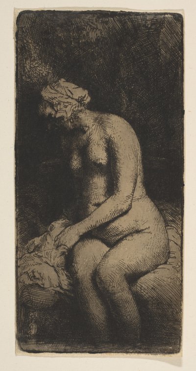 Woman Bathing Her Feet at a Brook by Rembrandt van Rijn