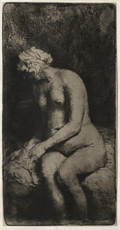 Woman Bathing Her Feet in a Brook by Rembrandt van Rijn