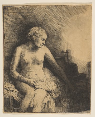 Woman at the Bath with a Hat Beside Her, 1658 by Rembrandt van Rijn