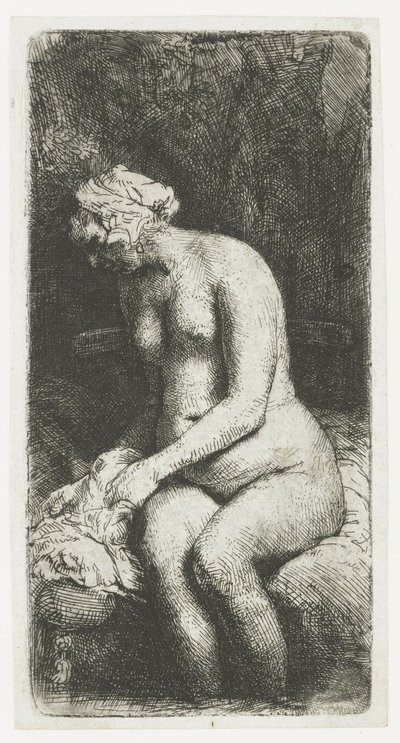 Woman Bathing Her Feet at a Brook by Rembrandt van Rijn