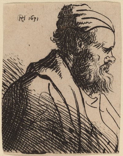 Snub-Nosed Man in a Cap by Rembrandt van Rijn and Studio of Rembrandt