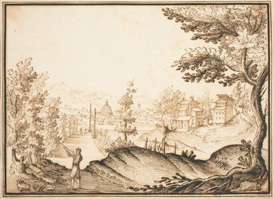 A Landscape with a Domed Building by Remigio Cantagallina