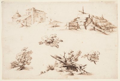 Sketches of Buildings and Trees by Remigio Cantagallina