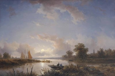 Anglers in a Rowing Boat at Twilight by Remigius Adrianus Haanen