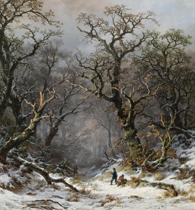 Hunters in the Forest in Winter by Remigius Adrianus Haanen