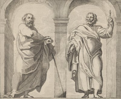 Saints Peter and Paul in a vestibule by Remoldus Eynhoudts