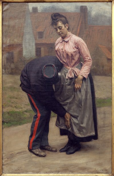 Customs Search (Painting by Remy Cogghe, 1854-1935) by Remy Cogghe
