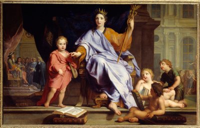 The Eloquence Allegory of the Eloquence Crowned, in the Background, King Louis XIV Before His Courtiers by René Antoine Houasse