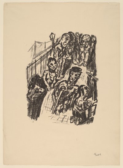 Street Scene with a Cripple and a Praying Man by René Beeh