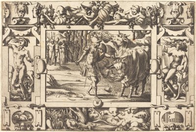 Jason Tames the Two Bulls of Mars by René Boyvin after Leonard Thiry