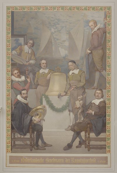Painting in the Entrance Hall by Georg Sturm of the Applied Arts (including Clockmaking) with the Inscription: 16th Century Dutch Practitioners of Applied Arts 17th Century by René den Engelsman