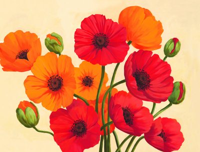 Red Orange Poppies by Renate Holzner
