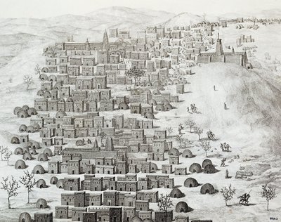 View of city of Timbuktu, Mali, engraving from Travels through Central Africa to Timbuctoo by Rene Caillie between 1824 and 1828, Africa by Rene Caillie