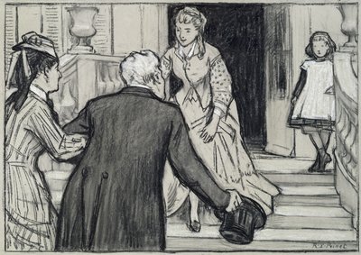 The visit, illustration from La Jeune Fille Bien Elevee by Rene Boylesve by René François Xavier Prinet