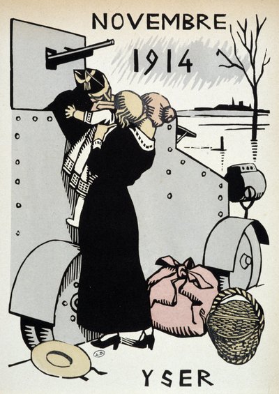 Nov.1914: Yser, the departure of the troops - in "Calendar of War", drawing by Herman-Paul, ed. 1916 by Rene George Hermann Paul