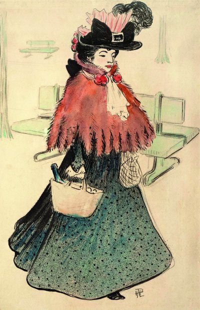 The Beautiful Jewess Goes Shopping. Le Rire Magazine, 1896 by Rene Georges Hermann Paul
