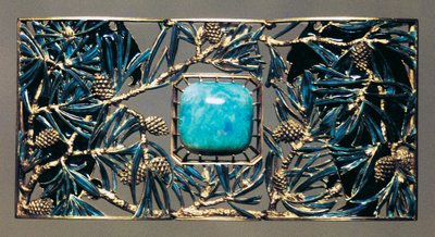 Eagle among the pines, gold, opal and enamel necklace pendant by Rene Jules Lalique