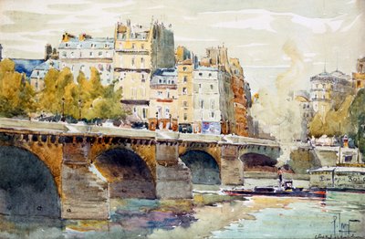 The New Bridge and the Quay of the Louvre by Rene Leverd