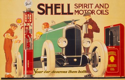 Poster Advertising Shell Spirit and Motor Oils by Rene Vincent