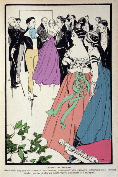 Representation of Beau Brummell (George Bryan Brummell) (1778-1840) During a Worldly Reception. Illustration by Rene Vincent (1879-1936) by Rene Vincent