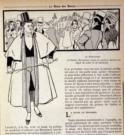 Representation of George Bryan Brummel (1778 - 1840), the King of the Dandies, who is in exile in Calais. Illustration by René Vincent. 19th century by Rene Vincent