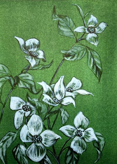 Green Botanical Blossoms by Renee Machan Cottagecore Artist