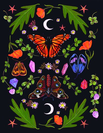 Mystic Butterflies Moon Crystals by Renee Machan Cottagecore Artist