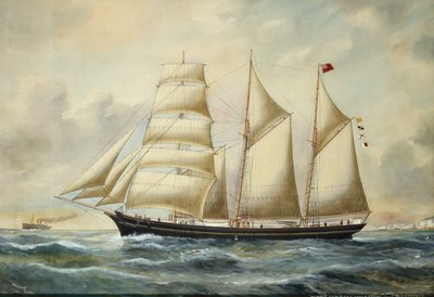 The Brigantine Minnie Sommers Off Folkestone by Reuben Chappell