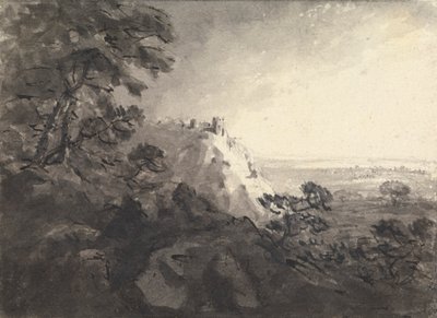 Landscape with a Castle on a Hill in Center Distance by Rev. William Gilpin