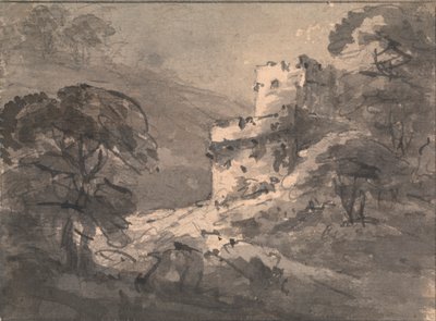 Landscape with a Ruined Castle on the Right by Rev. William Gilpin
