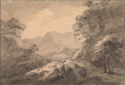 Mountainous Landscape with Rocky Crag at Right by Rev. William Gilpin