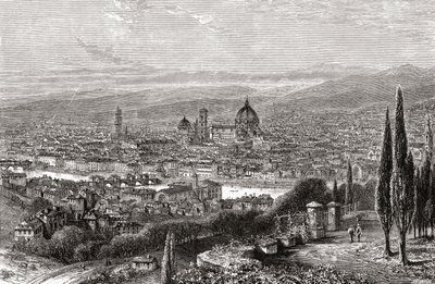 A View of Florence, Tuscany, Italy from the Terrace of San Miniato, in the Late 19th Century. From Italian Pictures by Rev. Samuel Manning, Published c.1890. by Reverend Samuel Manning