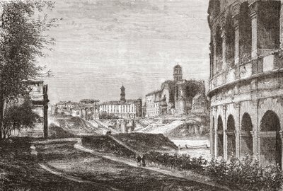 Approach to The Forum from The Cellian Hill, Rome, Italy in the Late 19th Century. From Italian Pictures by Rev. Samuel Manning, Published c.1890. by Reverend Samuel Manning