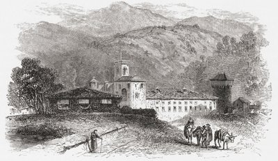 Convent at Vallombrosa, Florence, Italy in the Late 19th Century. From Italian Pictures by Rev. Samuel Manning, Published c.1890 by Reverend Samuel Manning
