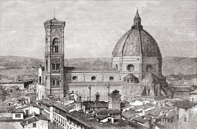 The Duomo and Campanile of The Basilica di Santa Maria del Fiore, Piazza del Duomo, Florence, Italy in the Late 19th Century by Reverend Samuel Manning