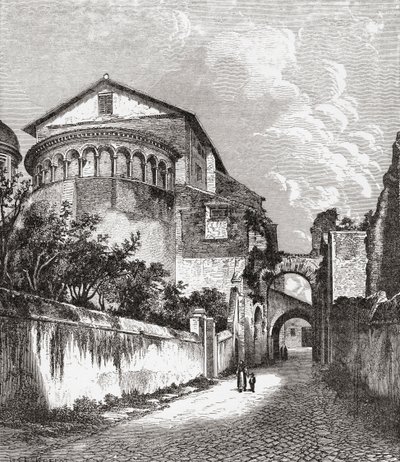 The Church of Santi Giovanni e Paolo, Celian Hill, Rome, Italy in the Late 19th Century. From Italian Pictures by Rev. Samuel Manning, Published c.1890 by Reverend Samuel Manning