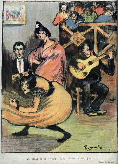 The Dance of the Hen in a Spanish Cabaret - drawing by R. Canals in Le Rire de 1898 by Ricardo Canals y Llambi