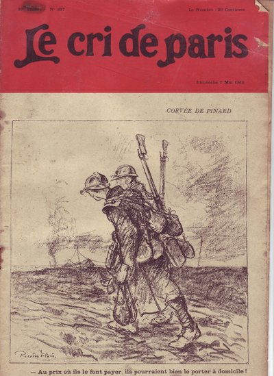 Illustration for the Cover of Le Cri de Paris, 07/05/16 - Corvee de pinard - War of 14-18, Wine, Soldier